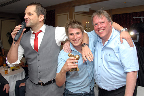 Gary Norton and Mark Harrison with Royce Turville (collecting Danny Holmes' Goal of the Season Award)